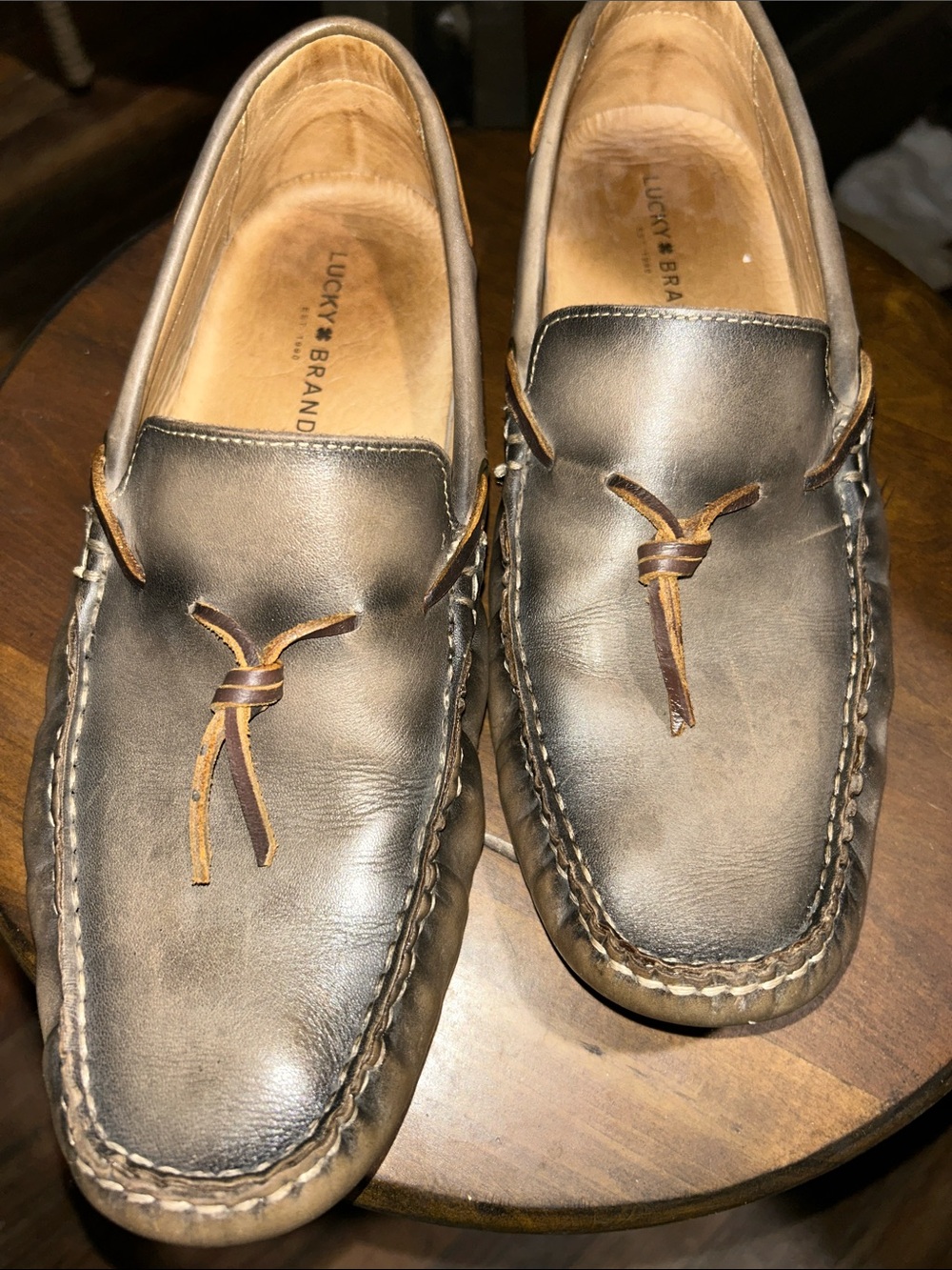 Lucky Brand Men's Dark Brown Leather Slip-On Moccasins